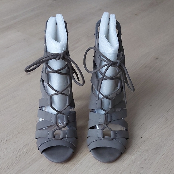 Jessica Simpson Gray Lace-Up Heels - Picture 2 of 13